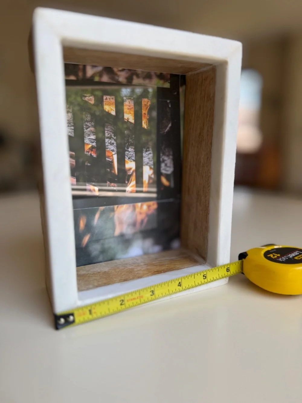 Box Style Wood and Marble Picture frame – 5”x7” photo